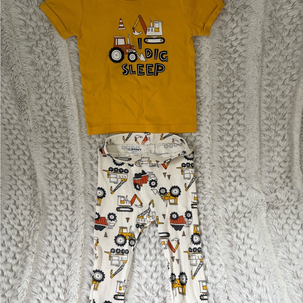 Old Navy Yellow and White Construction Toddler Set